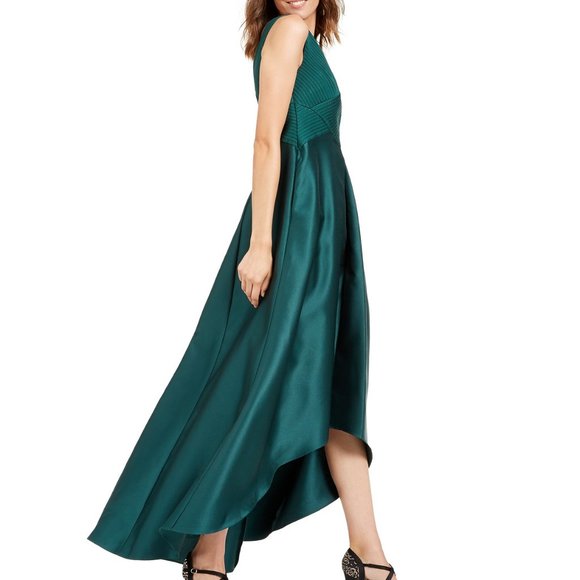 Adrianna Papell Women's High-Low Mikado Gown Dark Green Size 4